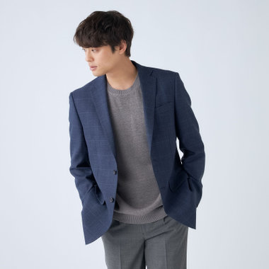 【Donato Vinci Italy】【春夏】ウールリネンブレンド2釦シングルジャケット/ネイビー/NEW ZEALAND WOOL MIX