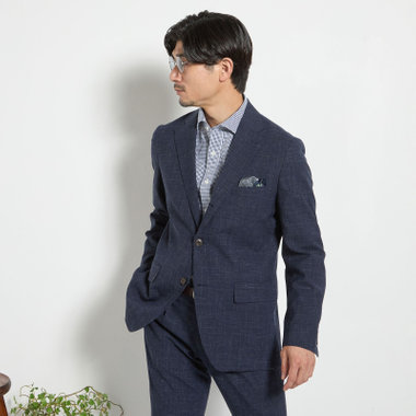 【stanley blacker new york】【春夏】3釦段返りジャケット/ネイビー×スラブ