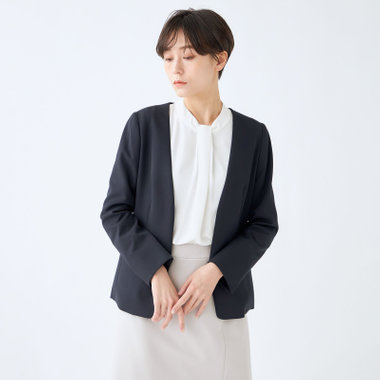 【mirum purple】【年間】ノーカラージャケット/ネイビー