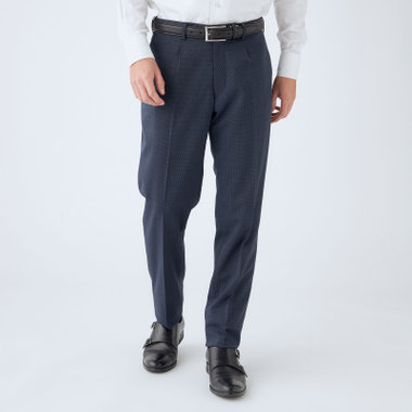 【ULTRA MOVE CROSS】【JOHN PEARSE comfort】【年間】ショートタックスラックス/ネイビー×ハウンドトゥース/※裾上げ必要