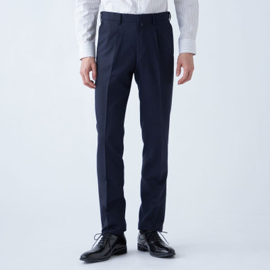 【stanley blacker new york】【秋冬】1タックスラックス/ネイビー×チェック/ウエストムーブ仕様/※裾上げ必要