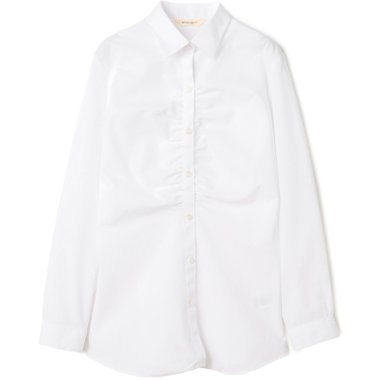 【NATURAL BEAUTY】ギャザー＆フリル取り外しブラウス/ホワイト×ドビードット