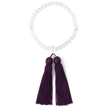 【日本製】御念珠/新丸水晶/紫