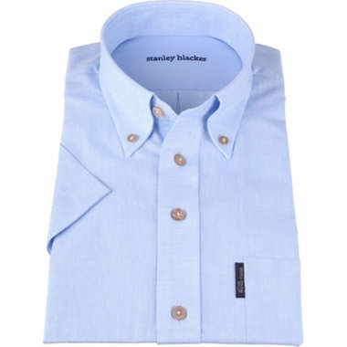 【stanley blacker】【半袖】ボタンダウンシャツ/ブルー