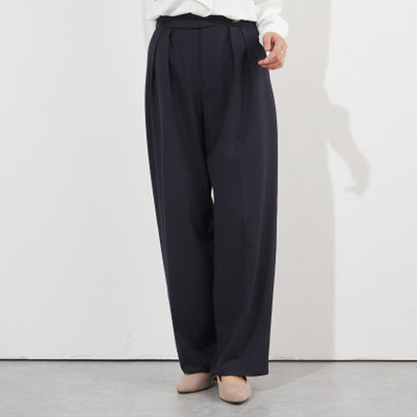 【NATURAL BEAUTY】【年間】ワイドパンツ/ネイビー/※裾直し必要