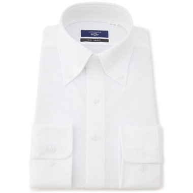 【発送在庫あり】【WEB限定】【JOHN PEARSE comfort navy】ボタンダウンカラーワイシャツ/ホワイト×ドビーストライプ/ULTRA MOVE「ニット素材」「ノーアイロン」「ストレッチ」「高通気性」