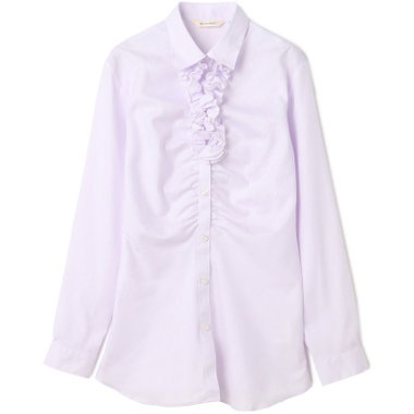 【NATURAL BEAUTY】ギャザー＆フリル取り外しブラウス/パープル×ドビーツイル