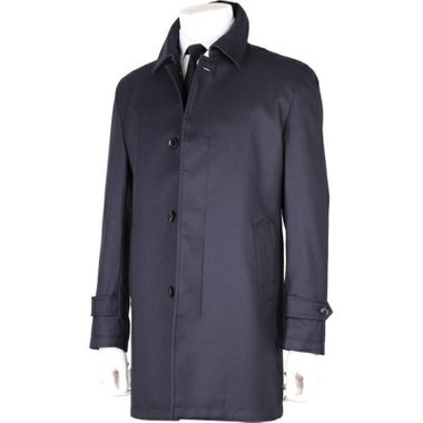 【WEB限定/OUTLET/汚れ・キズ等有】【ステンカラー】コート/ネイビー×バーズアイ