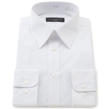 【WEB限定/OUTLET/汚れ・キズ等有】【JOHN PEARSE Black】【SLIM】【形態安定】レギュラーカラーワイシャツ/ホワイト×ブロード