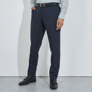 【HIGH SPEC MOTION】【秋冬】0タックパンツ/ネイビー/ウエストシャーリング/※裾上げ済み仕様