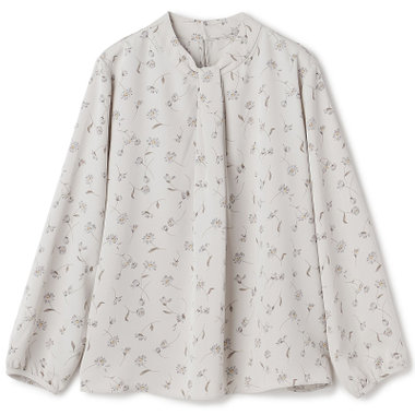 【WEB限定/OUTLET/汚れ・キズ等有】【english girl by J.P./9分袖】ボウタイ風フロントタックブラウス/ベージュ×ボタニカル