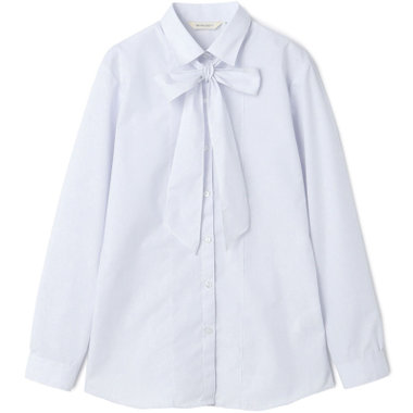 【NATURAL BEAUTY】リボン取り外しブラウス/グレー×ドビードット