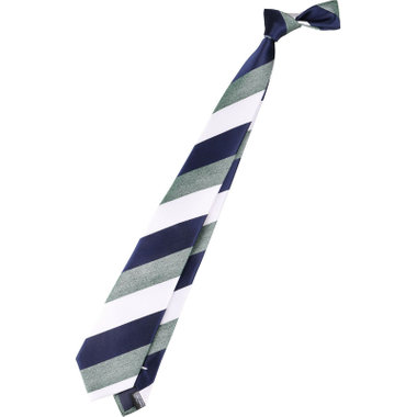 【JOHN PEARSE Black】シルクブレンドストライプネクタイ 7.5cm幅/ネイビー×グリーン×ホワイト