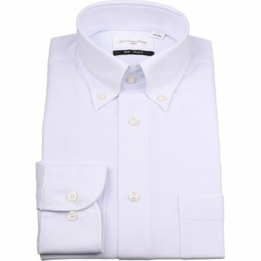 【WEB限定/OUTLET/汚れ・キズ等有】【JOHN PEARSE White】【ノーアイロン】ボタンダウンドレスワイシャツ/サックス×ドビー/ULTRA MOVE/ニット素材