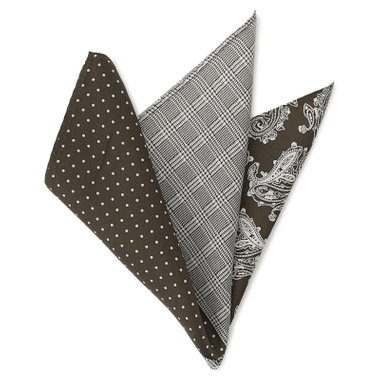 シルク4面ポケットチーフ/ブラウン