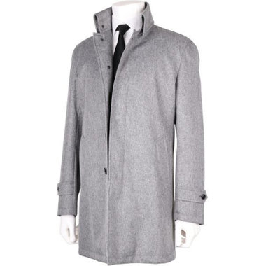 【Biscorse】スタンドカラーコート/グレー×カルゼ