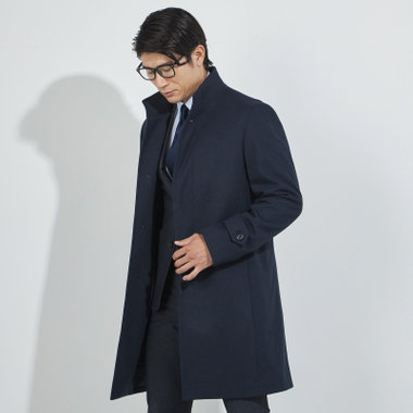 【レギュラーフィット】【秋冬】ショートスタンドカラーコート/ネイビー