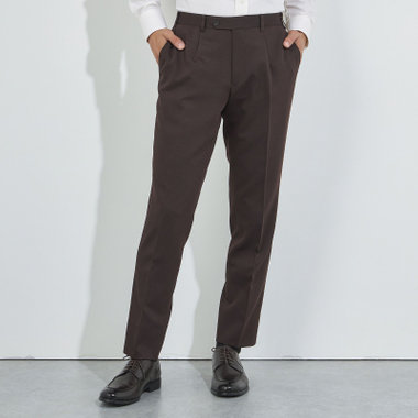 【HIGH SPEC MOTION】【秋冬】0タックパンツ/ブラウン/ウエストシャーリング/※裾上げ済み仕様