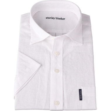 【stanley blacker】【半袖】リネンコットンボタンダウンシャツ/ホワイト