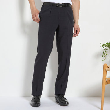 【JOHN PEARSE White】【春夏】1タックパンツ/ブラック×ウィンドペン/※裾上げ必要