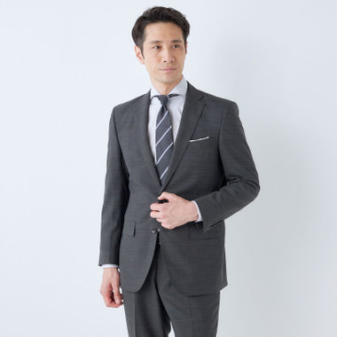 【JOHN PEARSE BLACK】【春夏】2釦シングルスーツ 0タック グレー/ULTRA LIGHT SPEC・シャワークリーン※裾直し必要