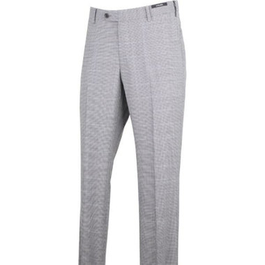 【JOHN PEARSE Black SELECT LINE】【春夏】ウールブレンド 0タックパンツ/ホワイト＆ブラック×ハウンドトゥース/ウエストストレッチ/ULTRA MOVE