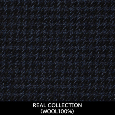 【パターンオーダー】【JOHN PEARSE WHITE 3釦】【秋冬】スーツ/REAL COLLECTION/ネイビー＆ブラック×ハウンドトゥース(WOOL100%)