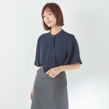 【NATURAL BEAUTY】フレアスリーブボウタイブラウス/ネイビー