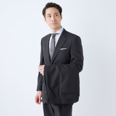 【Donato Vinci Italy】【春夏】スペアパンツ付き/ 2釦シングルスーツ 1タック/ブラック×シャドーストライプ/ULTRA LIGHT SPEC・シャワークリーン