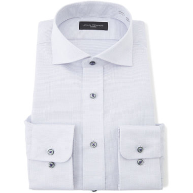 【JOHN PEARSE Black】【形態安定】ワイドカラーワイシャツ/グレー×ドビー/ULTRA BREATH COOL