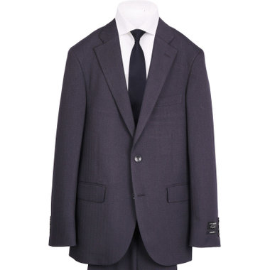 【JOHN PEARSE comfort】【秋冬】2釦シングルスーツ ショートタック/グレー×ヘリンボーンストライプ/ULTRA MOVE/TRABEST/ウォッシャブル/ストレッチ