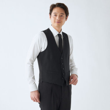 【JOHN PEARSE BLACK】【年間】リバーシブルジレ(ベスト)/ブラック＆グレー/SHOWER CLEAN