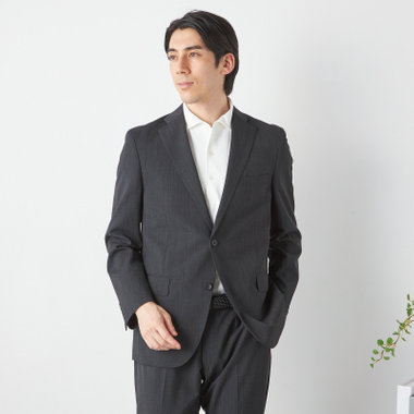 【JOHN PEARSE comfort】【春夏】2釦シングルスーツ ショートタック テーパードパンツ/ ダークグレー / SHOWER CLEAN ※裾直し必要