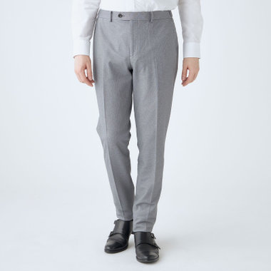 【HIGH SPEC MOTION】【春夏】0タックパンツ/グレー/ウエストシャーリング仕様/※裾上げ必要