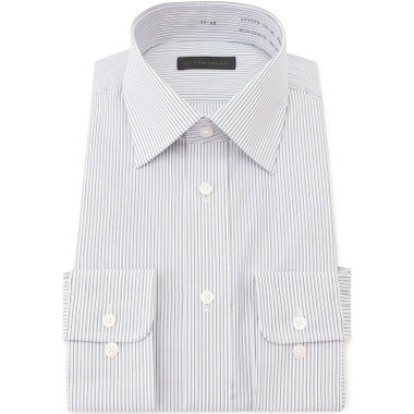 【DUKEMORGAN】ワイドカラーワイシャツ/ホワイト×グレーストライプ