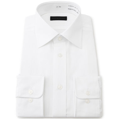 【発送在庫あり】【DUKEMORGAN】【形態安定】ワイドカラードレスシャツ/ホワイト×ドビーツイル