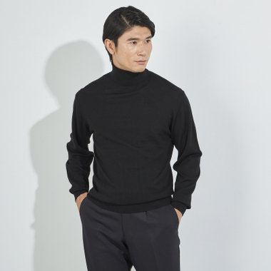 【JOHN PEARSE comfort navy】【秋冬】タートルネックセーター/ブラック