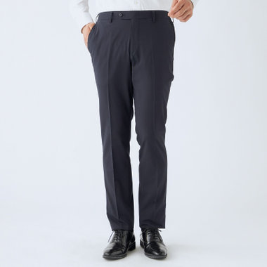 【JOHN PEARSE Black SELECT LINE】【春夏】機能性ポリエステル 0タックパンツ/ネイビー/ウエストシャーリング仕様/ULTRA MOVE/※裾上げ必要