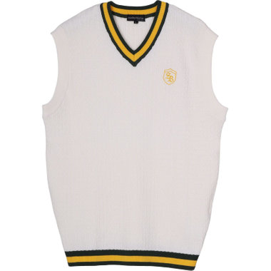 【stanley blacker】リラックススタイルチルデンニットベスト/ホワイト