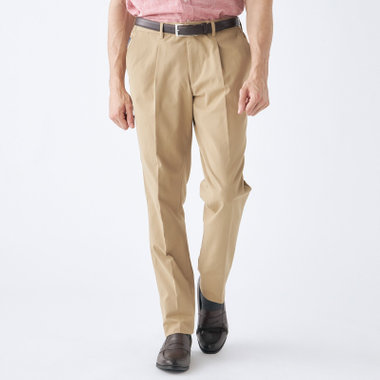 【stanley blacker new york】【春夏】1タックテーパードパンツ/ベージュ×テックコットンストレッチ/ウエストシャーリング仕様/※裾上げ必要