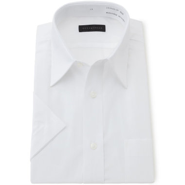 【半袖】【DUKEMORGAN】【形態安定】レギュラーカラーワイシャツ/ホワイト×ソリッド