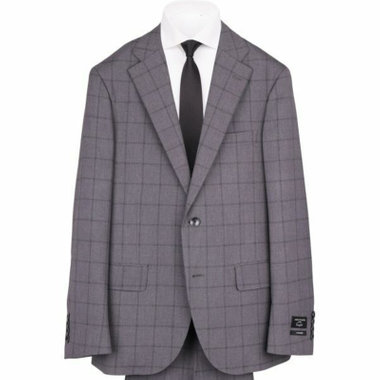 【WEB限定/OUTLET/汚れ・キズ等有】【JOHN PEARSE comfort】【春夏】2釦シングルスーツ 1タック/グレー×ウィンドペン/ULTRA MOVE/TRABEST