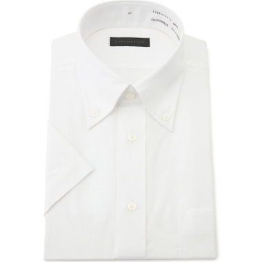 【半袖】【DUKEMORGAN】【形態安定】ボタンダウンワイシャツ/ホワイト×ドビーツイル