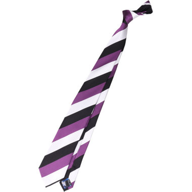 【RADIO EVA】【エヴァンゲリオン】シルクブレンドストライプネクタイ 7.5cm幅/パープル×ホワイト×ブラック