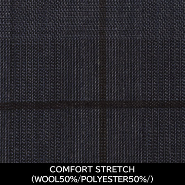 【パターンオーダー】【JOHN PEARSE comfort 3釦段返り】【秋冬】スーツ/COMFORT STRETCH/ネイビー×チェック(WOOL50% POLYESTER50%)