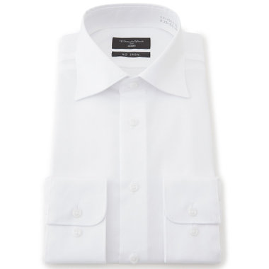 【Donato Vinci Italy Uomo】【スタイリッシュ】ワイドカラーワイシャツ/ホワイト×ドビーツイル/「ULTRA MOVE COTTON」ノーアイロン・ストレッチ・コットン100%