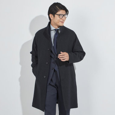ヤンマ産業スタンドカラーコート ネイビー 【MANTECO】スタンドカラーコート ウール混 インポート