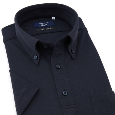【発送在庫あり】【WEB限定】【半袖】【JOHN PEARSE comfort navy】ボタンダウンビズポロシャツ プルオーバータイプ/ネイビー/ULTRA MOVE「ニット素材」「ノーアイロン」「ストレッチ」「高通気性」