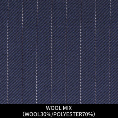 【パターンオーダー】【JOHN PEARSE WHITE 2釦】【秋冬】スーツ/WOOL MIX/ネイビー×ストライプ(WOOL30%/POLYESTER70%)