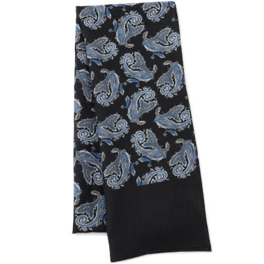 ウールスカーフ/ネイビー×ペイズリー